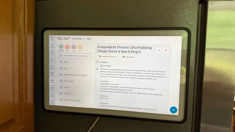 A closeup of a recipe on the Skylight
