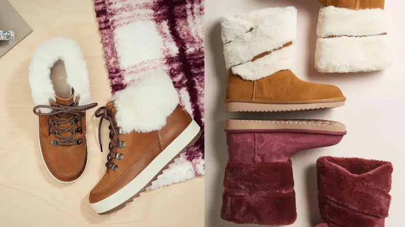 A split image of UGG boots, which you can find on the QVC website.