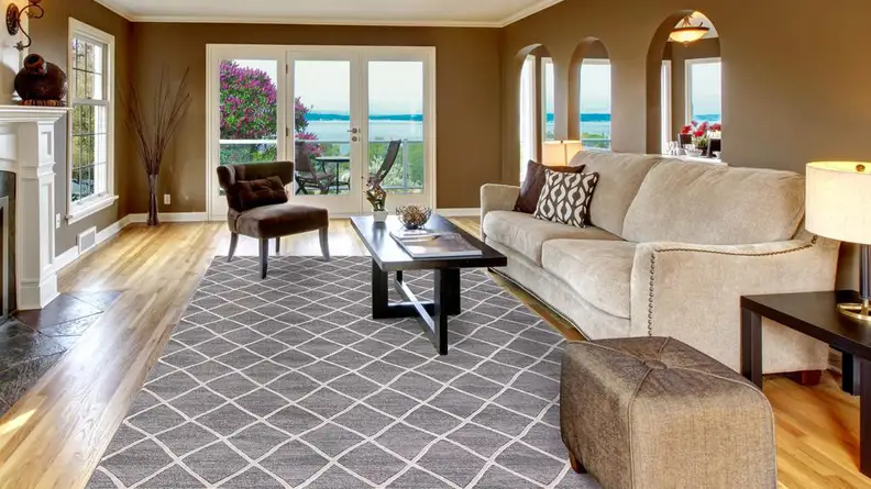 Home Depot rug on floor