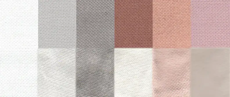An example of a before and after test stain results using the Normal cycle. From left to right: control, sweat, dirt, blood, cocoa, and red wine.