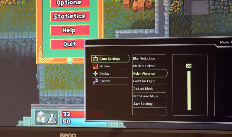 BenQ XL2430T color vibrance at max