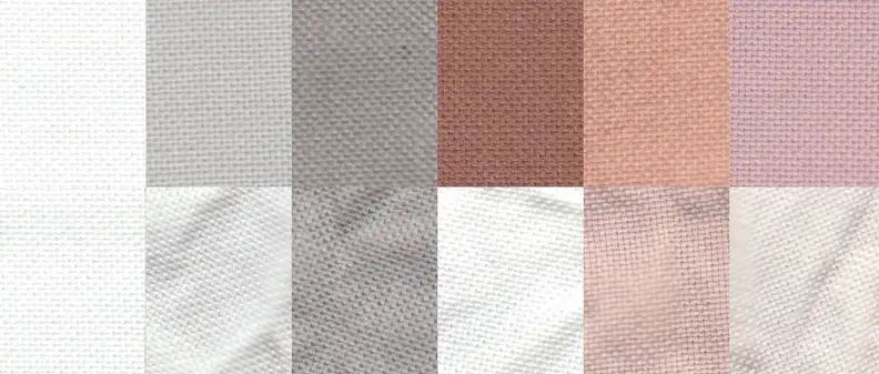 An example of a before and after test stain results using the Normal cycle. From left to right: control, sweat, dirt, blood, cocoa, and red wine.