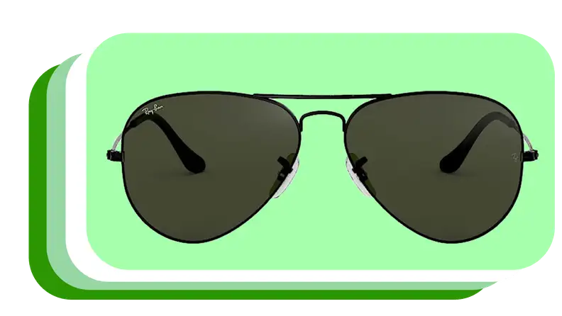 Single pair of aviator sunglasses with dark lenses.