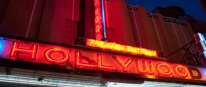 A movie theater marquee.