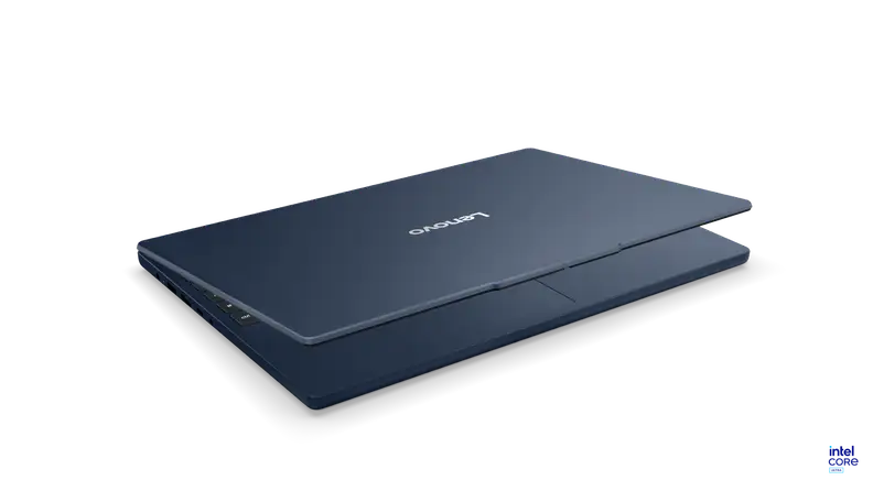 Lenovo IdeaPad Slim 3i barely open on a white background
