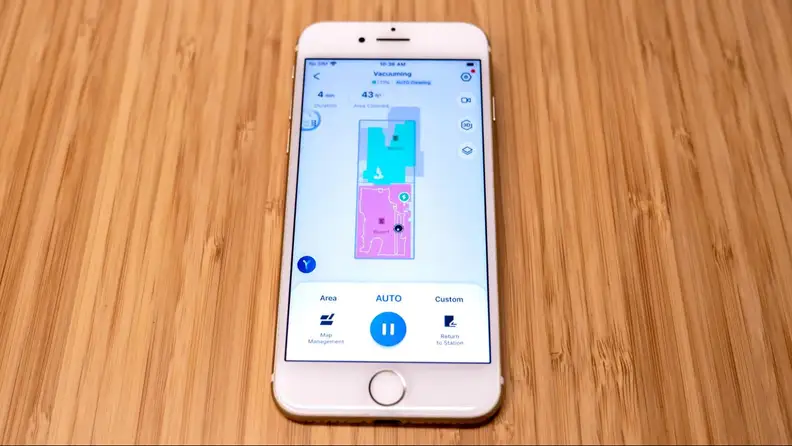 The Ecovacs app displayed on an iPhone