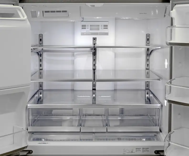 The Maytag MFX2876DRM's main fridge compartment looks great and has plenty of adjustable storage options.