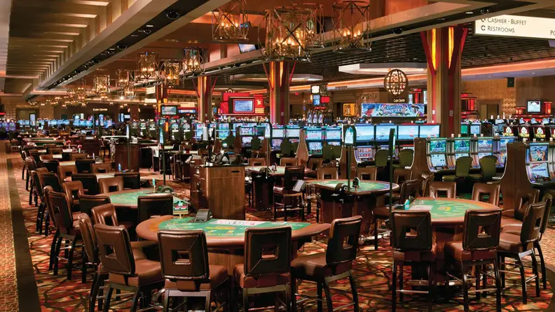 Inside large casino area