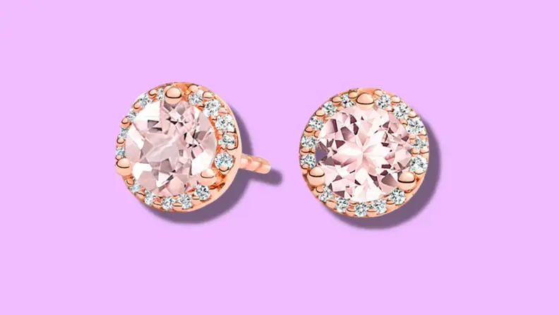 pink Diamond earrings in rose old setting