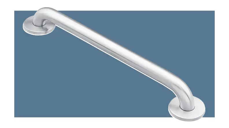 The Moen 8732 grab bar on a colorful background