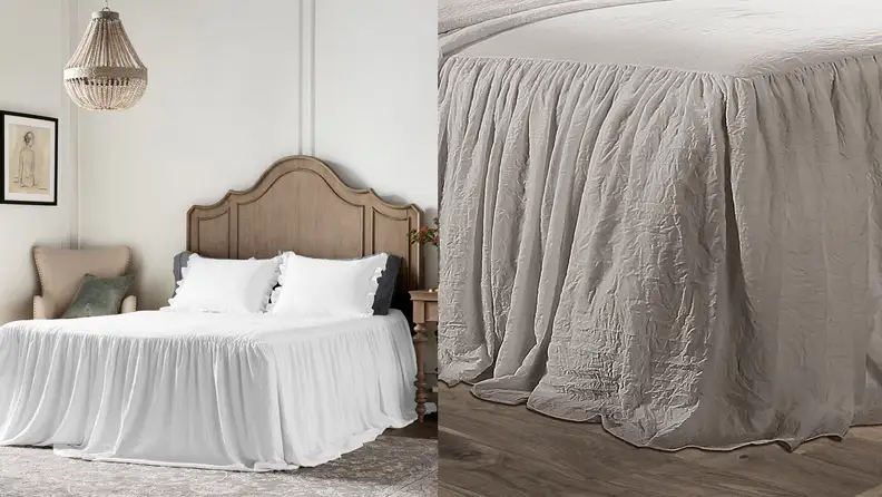 White and grey duvet cover on bed