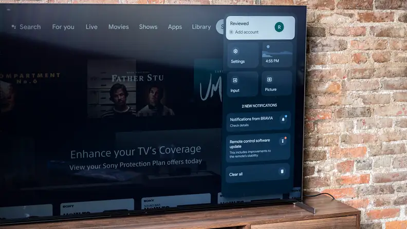 The Sony X95K LED TV in the settings menu.