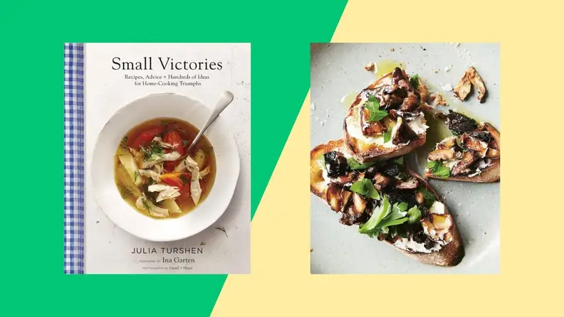 Front and back of cookbook cover that have soup and bread as artwork.