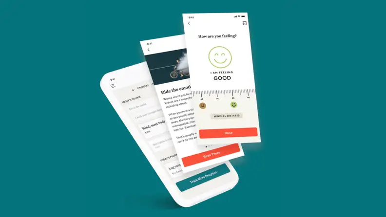 A cartoon smartphone with the Noom Mood app on screen.