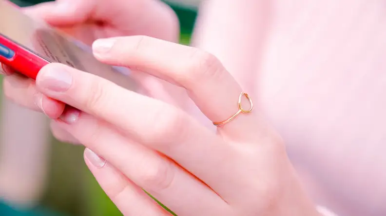 Mejuri ring on a finger