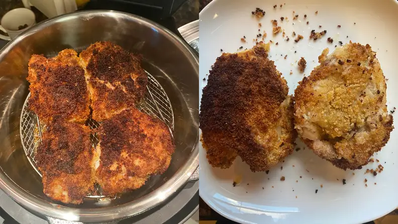 Fried chicken after being cooked in the Instant Pot.