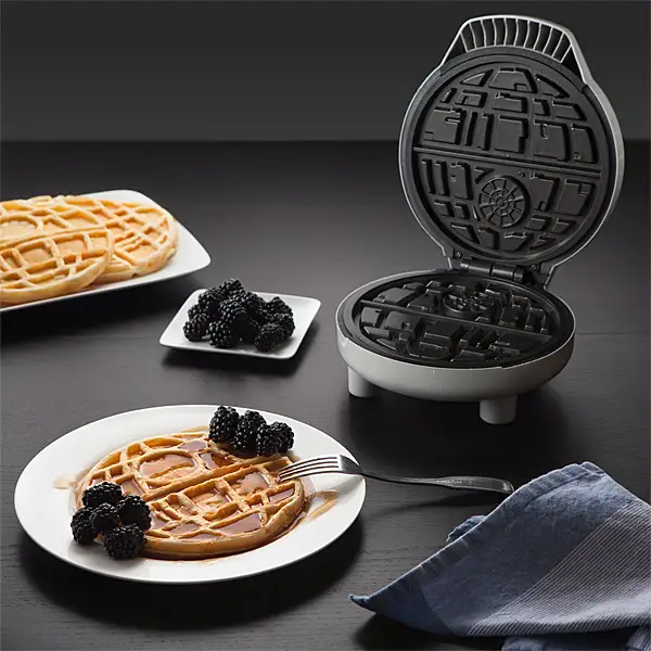 Death Star Waffle Maker and waffles