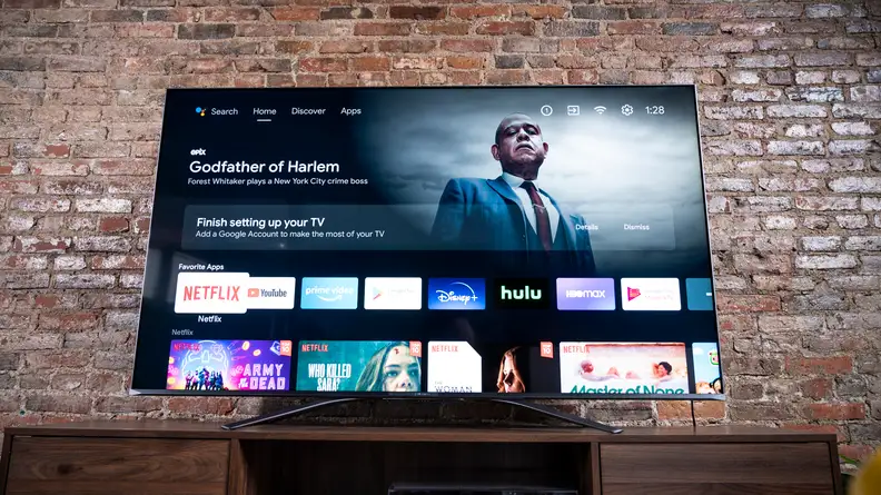 The Hisense U8G displaying its Android TV smart platform