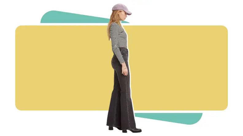 A woman wearing Levi's 70s jeans.