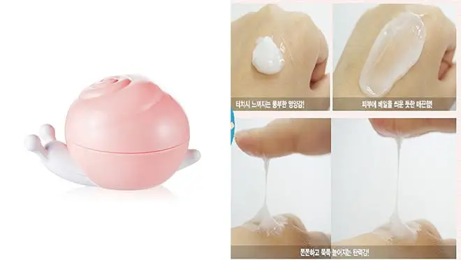 snail cream in blush pink packaging on white background