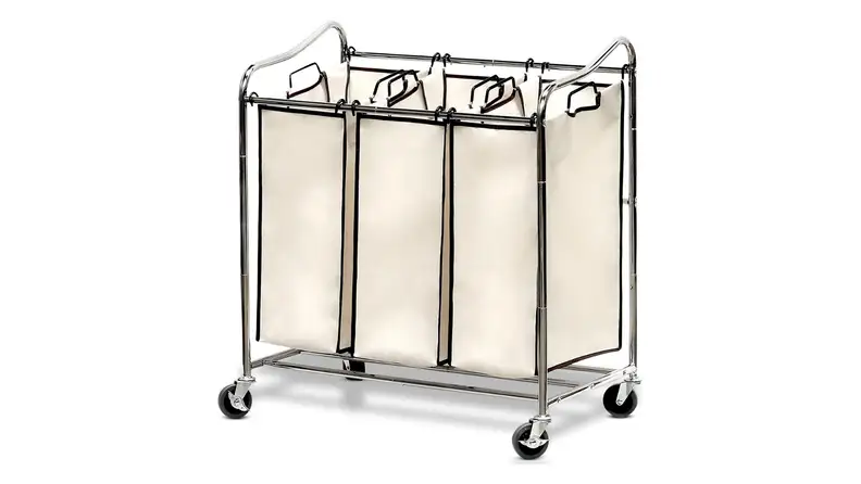 A several-section cart on wheels that you can roll right up to the washing machine makes it easy to sort laundry before you do a load.