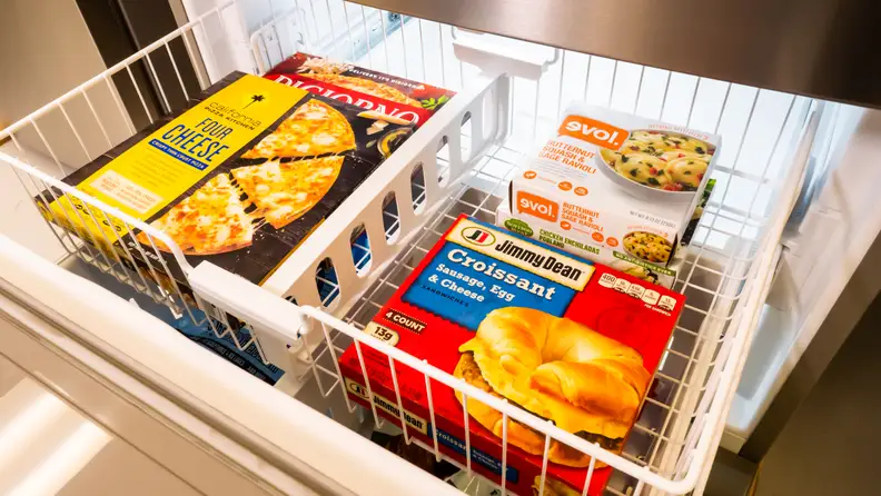 A close-up of the freezer drawer on the Whirlpool WRX735SDHZ French door refrigerator.