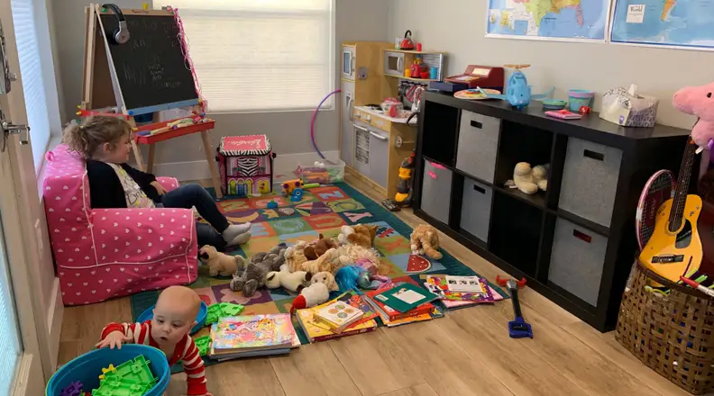 A Ruggable rug in kid's playroom.