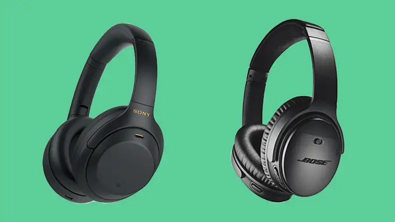 Two sony and bose headsets.