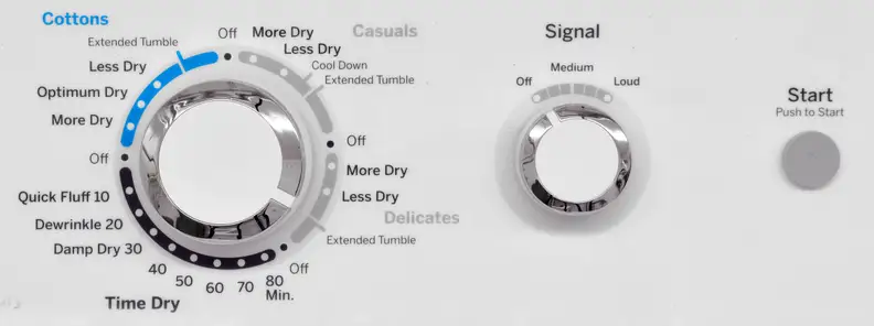 The GE GTD42EASJWW's cycle knob looks convoluted, but it's really just four basic options.