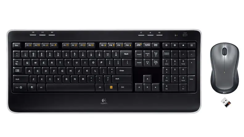 The Logitech MK520 mouse and keyboard combo viewed from above.