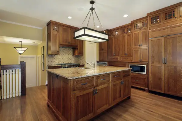 Kitchen with a wide light