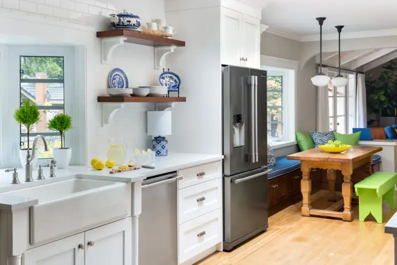 Color designer Maria Killam created this classic transitional kitchen for one of her clients.