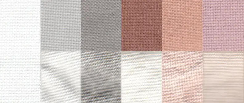 Before and after test stain results using the Normal cycle. From left to right: control, sweat, dirt, blood, cocoa, and red wine.