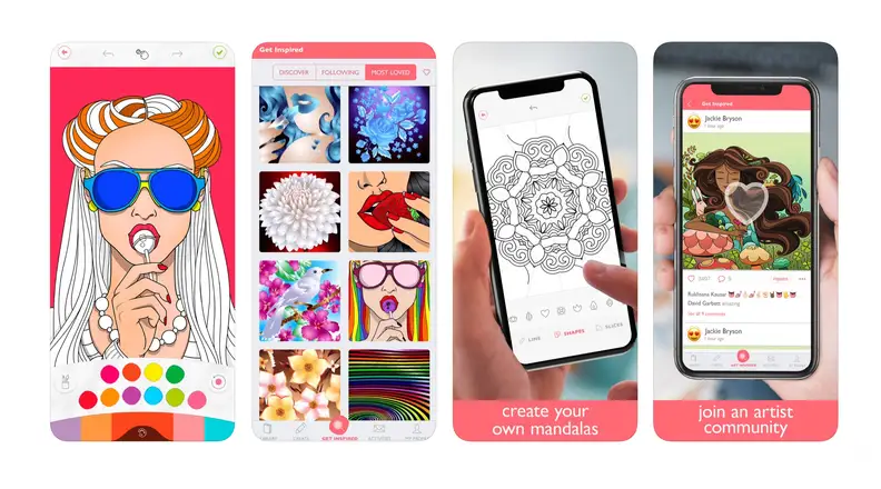 Screeenshots of the Colorfy app