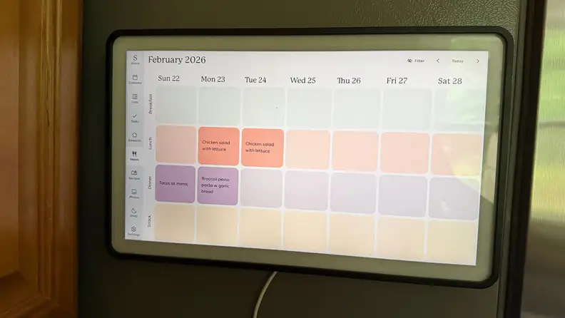 Skylight Calendar 2 showing how meal plans appear in calendar view.