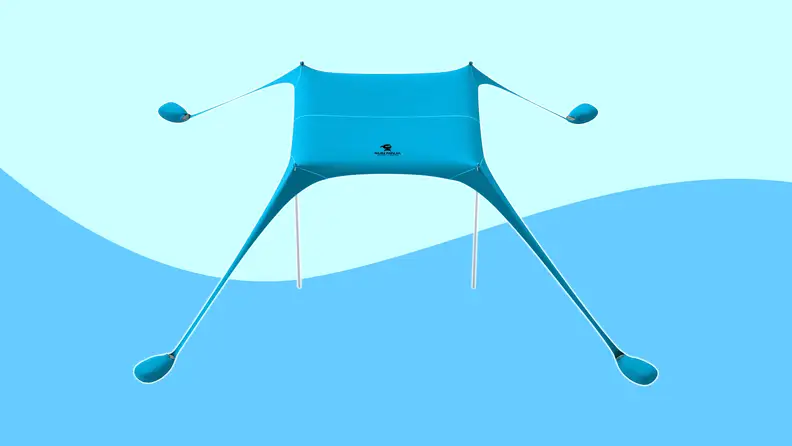 Sun Ninja beach shade on colored background