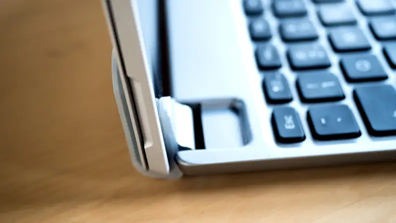 The clamps on the Brydge are very neatly designed and securely hold onto the Surface Pro's chassis.