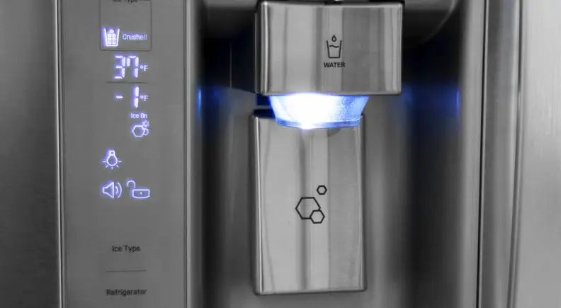 Controls and water and ice dispenser
