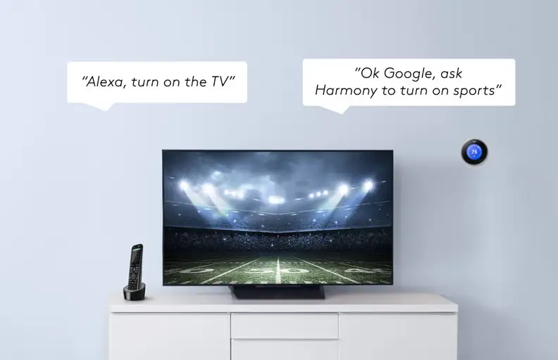 Voice control of a TV with Logitech Harmony remote
