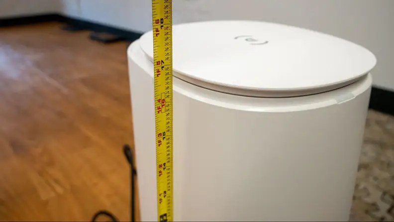 Measuring tape showing the dock is 17-inches tall