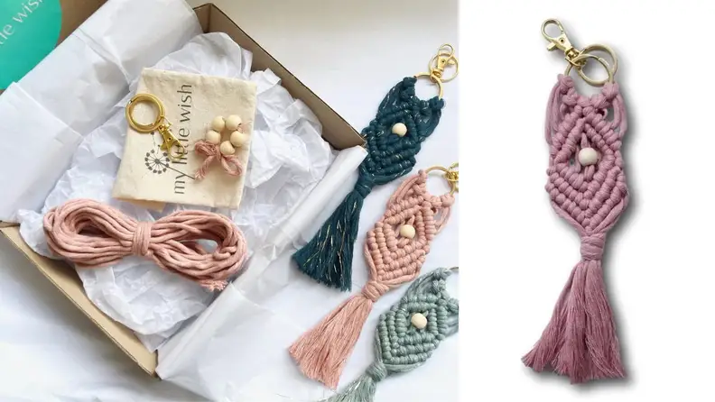 Macrame key rings.