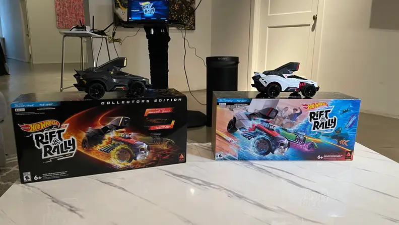 Looking at a black and a white RC car