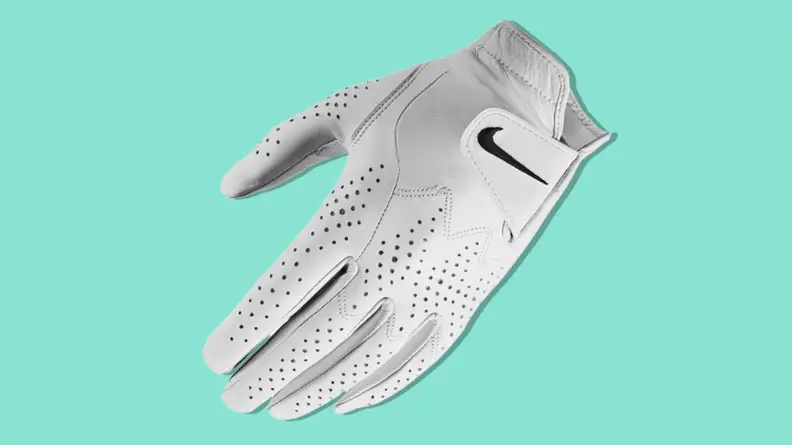 Nike Men’s 2021 Tour classic golf glove on a teal background.