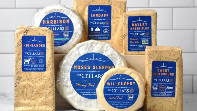 Jasper Hill Farm has an all-star lineup of cheeses perfect for any time of year. Pictured here are seven different packaged varieties.