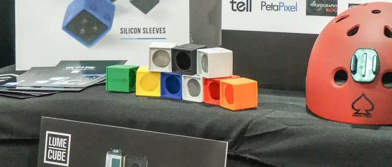 The Lume Cube fits inside a waterproof silicone case. The case has a suction cup on the back.
