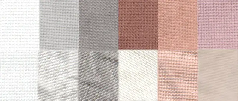 Before and after test stain results using the Normal cycle. From left to right: control, sweat, dirt, blood, cocoa, and red wine.