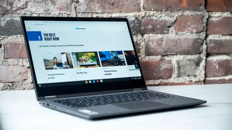 A shot of the Lenovo Flex 5, showing off its touchscreen display