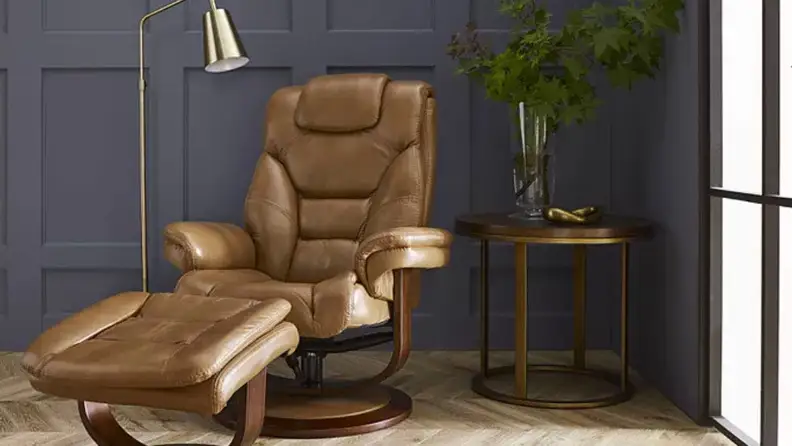 A brown leather Faringdon chair.
