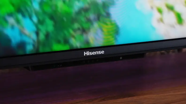Close up of brand logo on a television screen.
