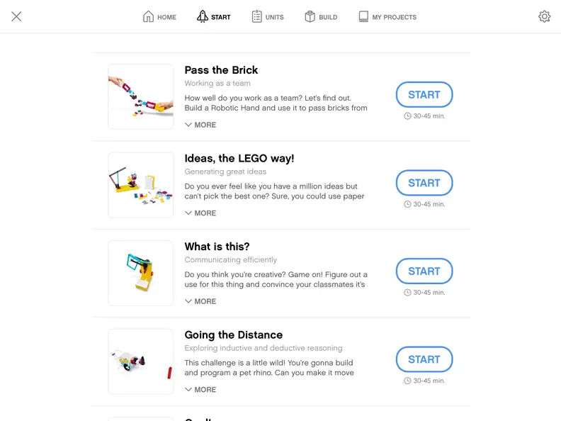 These challenges, found in the "Extra Resources" section of the LEGO SPIKE app, ask kids to work together to arrive at novel solutions for LEGO-related tasks.
